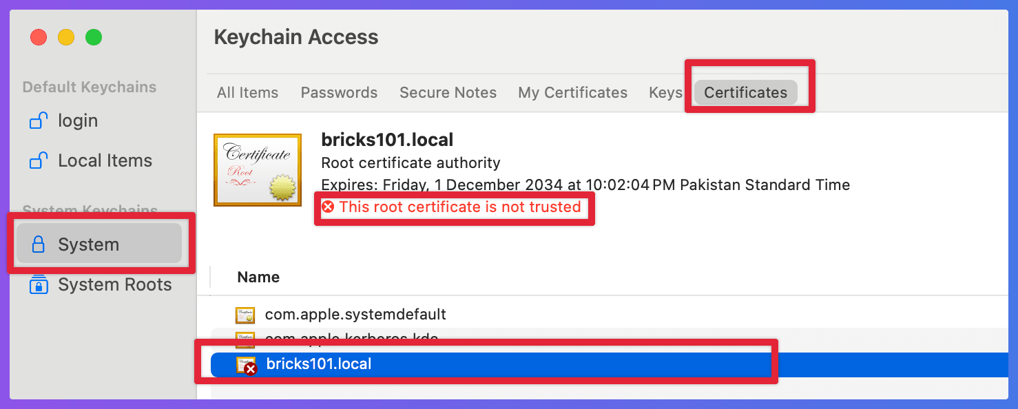 Keychain Access Certificates