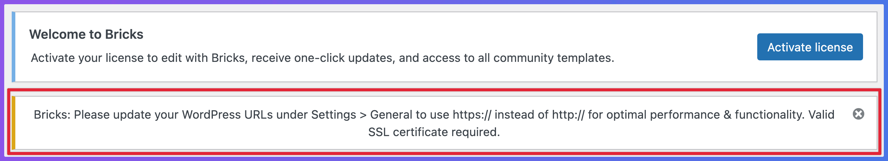 Bricks - SSL is required