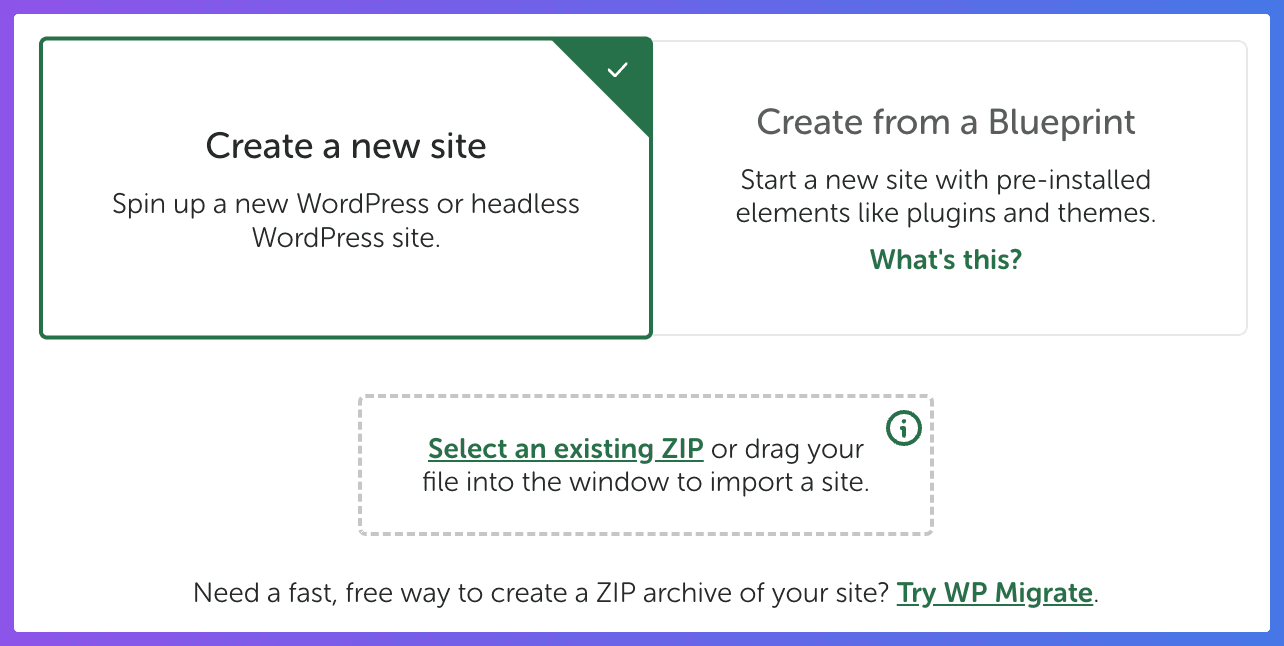 LocalWp - Create a new site